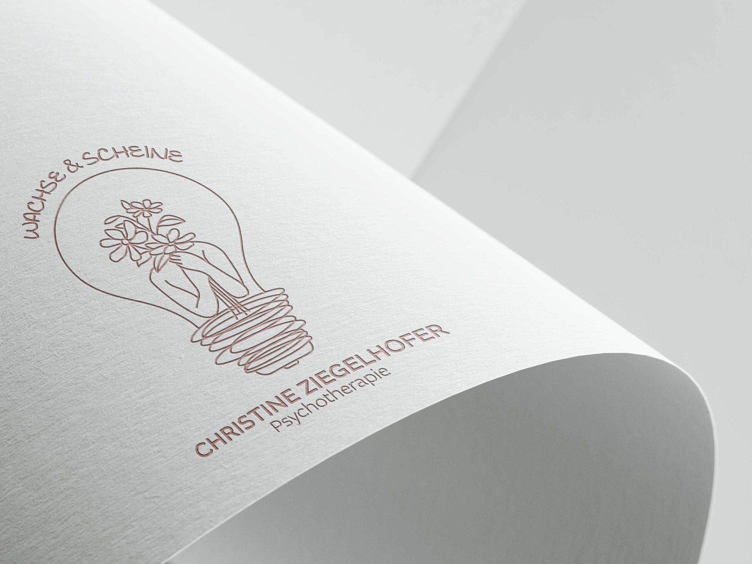 Logo von Psychotherapie Ziegelhofer in Rosa, dargestellt auf weißem Papier.